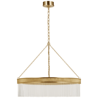 Menil Large Chandelier in Soft Brass with Crystal Rods