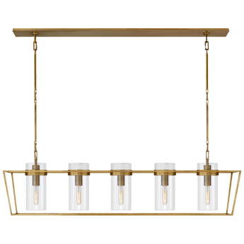 Presidio Large Linear Lantern in Hand-Rubbed Antique Brass with Clear Glass