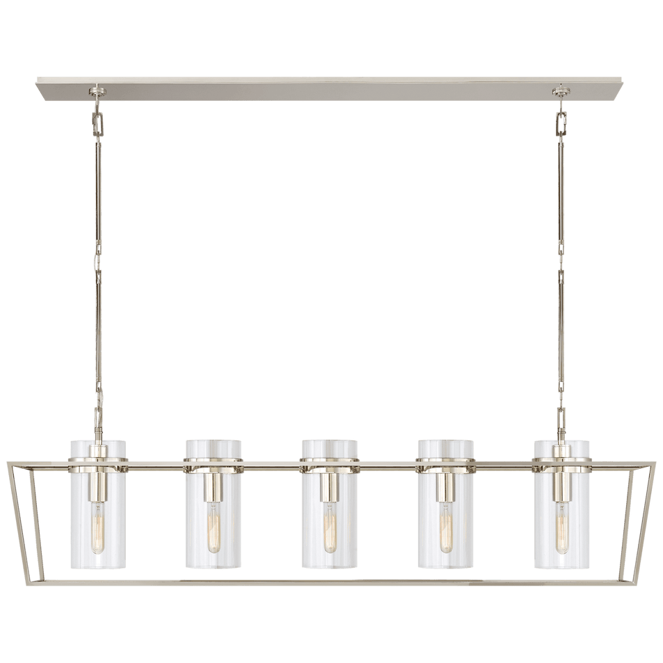 Presidio Large Linear Lantern in Polished Nickel with Clear Glass