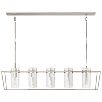 Presidio Large Linear Lantern in Polished Nickel with Clear Glass