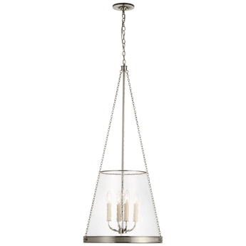 Reese 18" Pendant in Polished Nickel with Clear Restoration Glass