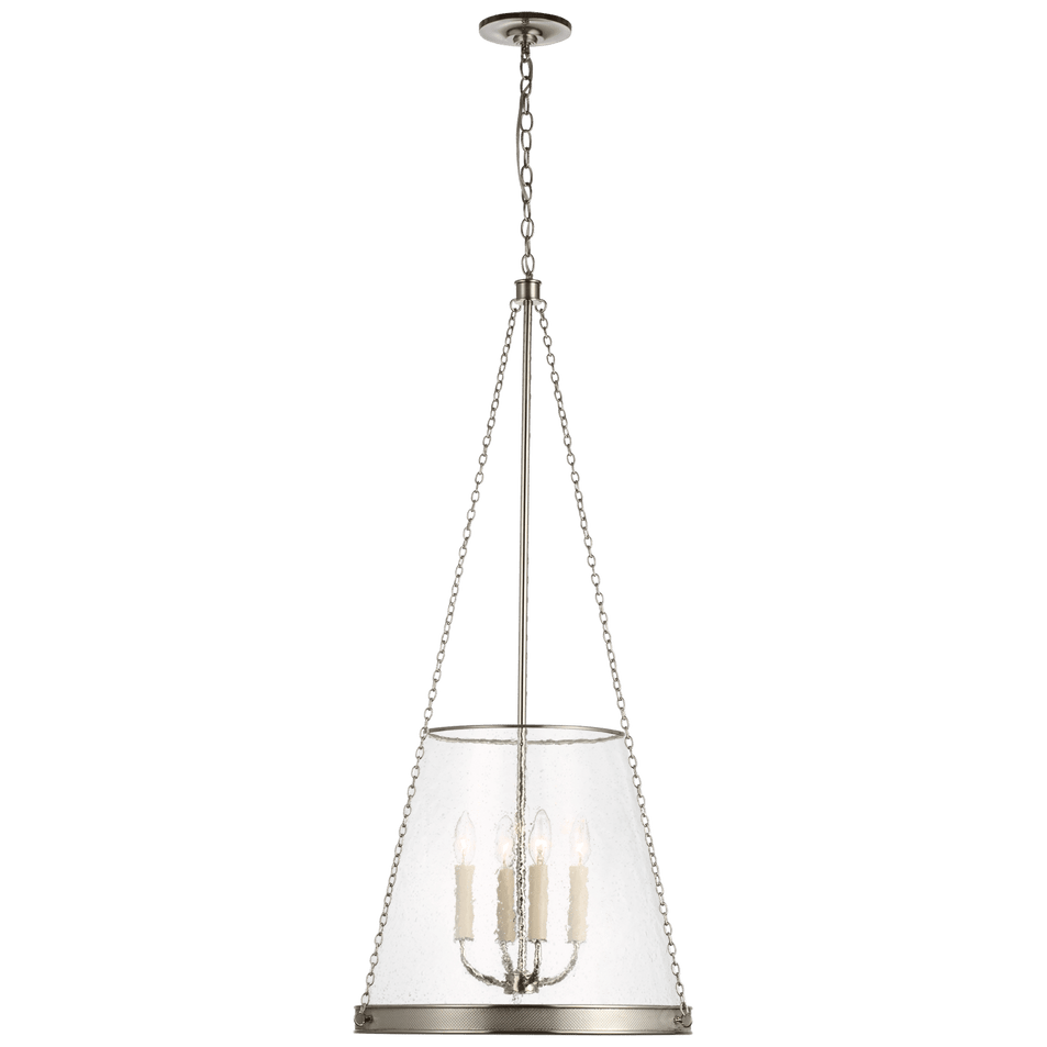Reese 18" Pendant in Polished Nickel with Clear Restoration Glass