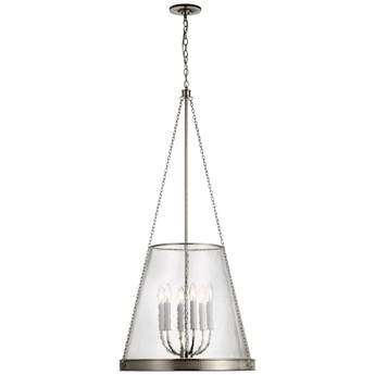 Reese 22" Pendant in Polished Nickel with Clear Restoration Glass