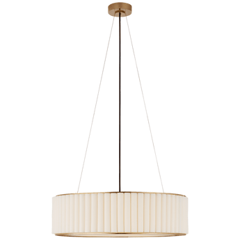 Palati Large Hanging Shade in Hand-Rubbed Antique Brass with Linen Shade