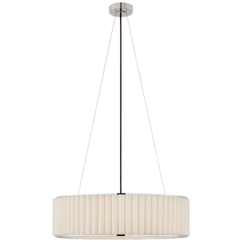 Palati Large Hanging Shade in Polished Nickel with Linen Shade