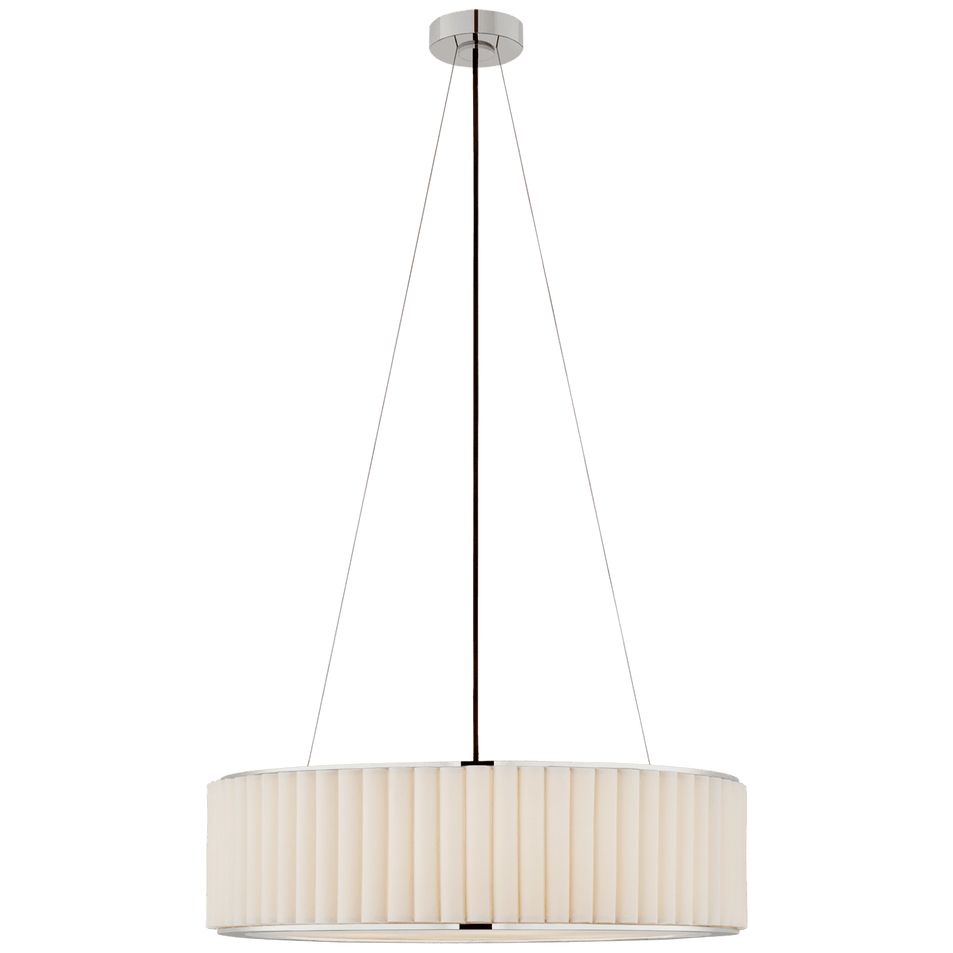 Palati Large Hanging Shade in Polished Nickel with Linen Shade