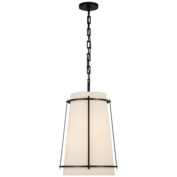 Callaway Medium Hanging Shade in Bronze with Linen Shade and Frosted Acrylic Diffuser