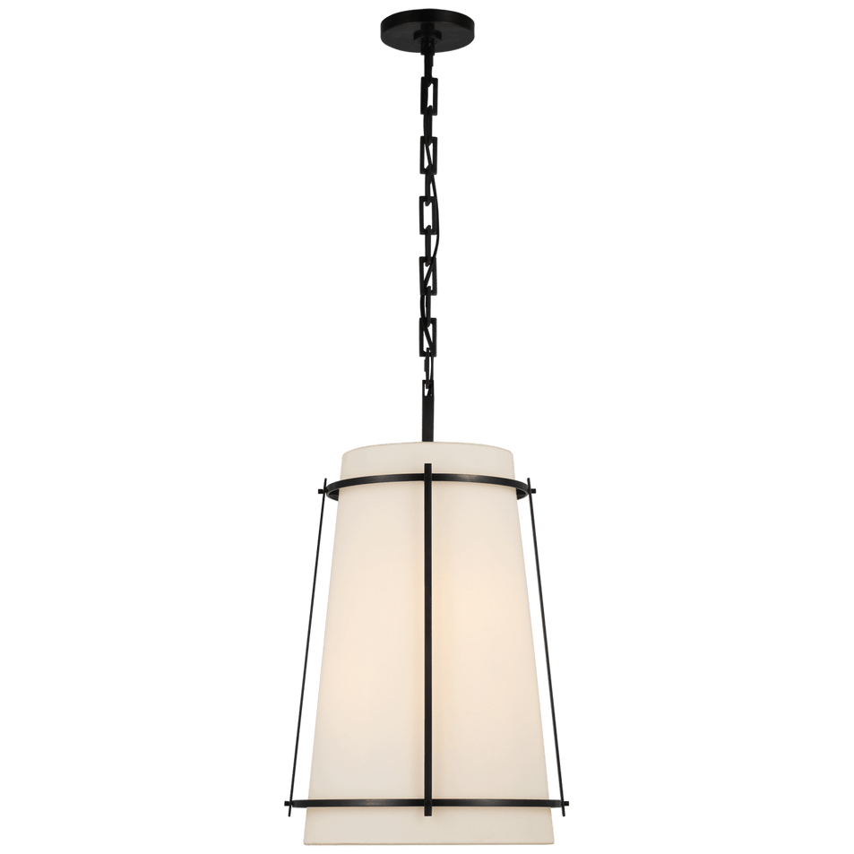 Callaway Medium Hanging Shade in Bronze with Linen Shade and Frosted Acrylic Diffuser