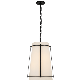 Callaway Medium Hanging Shade in Bronze with Linen Shade and Frosted Acrylic Diffuser