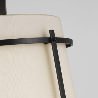 Callaway Medium Hanging Shade in Bronze with Linen Shade and Frosted Acrylic Diffuser