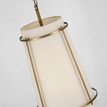 Callaway Medium Hanging Shade in Hand-Rubbed Antique Brass with Linen Shade and Frosted Acrylic Diffuser