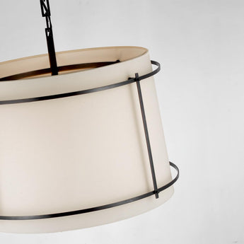 Callaway Large Hanging Shade in Bronze with Linen Shade and Frosted Acrylic Diffuser