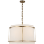 Callaway Large Hanging Shade in Hand-Rubbed Antique Brass with Linen Shade and Frosted Acrylic Diffuser