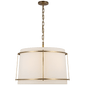 Callaway Large Hanging Shade in Hand-Rubbed Antique Brass with Linen Shade and Frosted Acrylic Diffuser