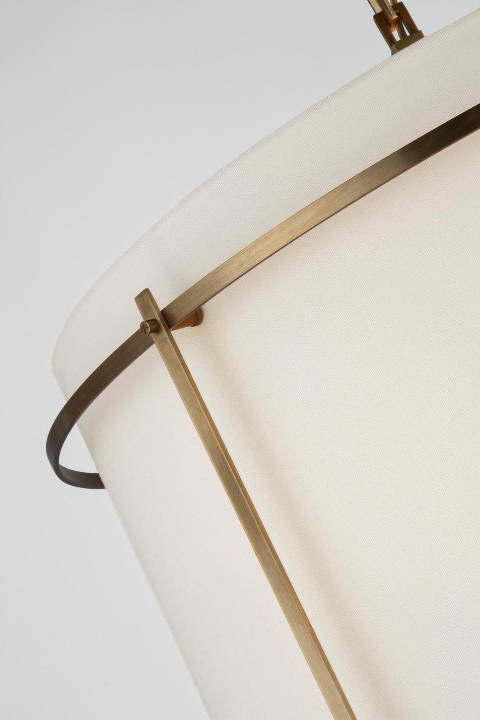 Callaway Large Hanging Shade in Hand-Rubbed Antique Brass with Linen Shade and Frosted Acrylic Diffuser