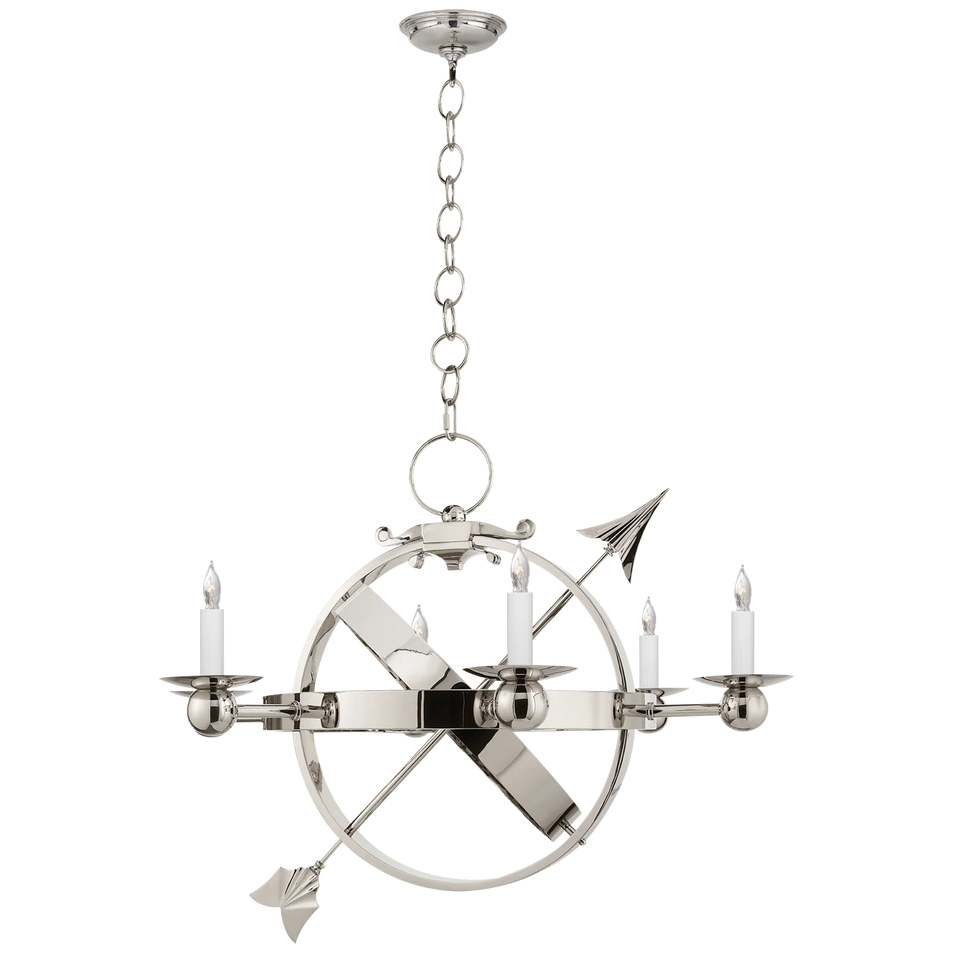 Armillary Sphere Chandelier, a premium light by Visual Comfort & Co. Close - up image of its design.