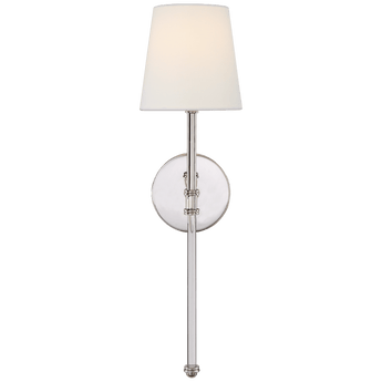 Camille Sconce in Polished Nickel with Linen Shade