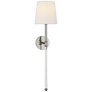 Camille Large Tail Sconce in Polished Nickel with Linen Shade