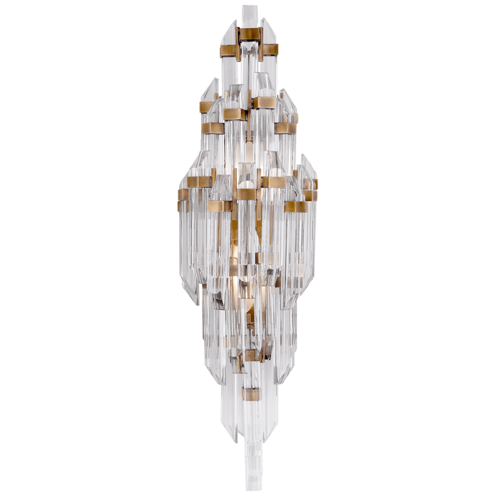 Adele Small Sconce in Hand-Rubbed Antique Brass with Clear Acrylic