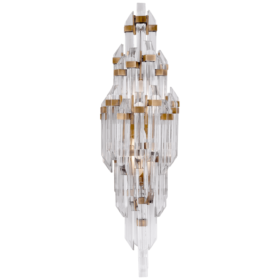 Adele Small Sconce in Hand-Rubbed Antique Brass with Clear Acrylic