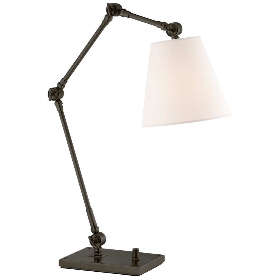 Graves Task Lamp in Bronze with Linen Shade