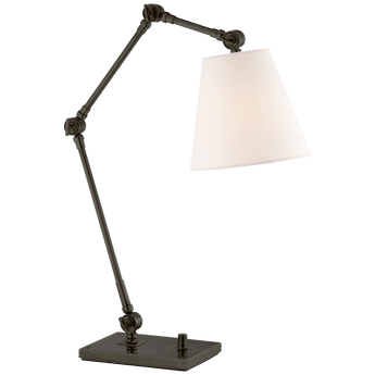 Graves Task Lamp in Bronze with Linen Shade