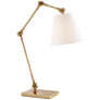 Graves Task Lamp in Hand-Rubbed Antique Brass with Linen Shade