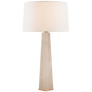 Adeline Large Quatrefoil Table Lamp in Alabaster with Linen Shade