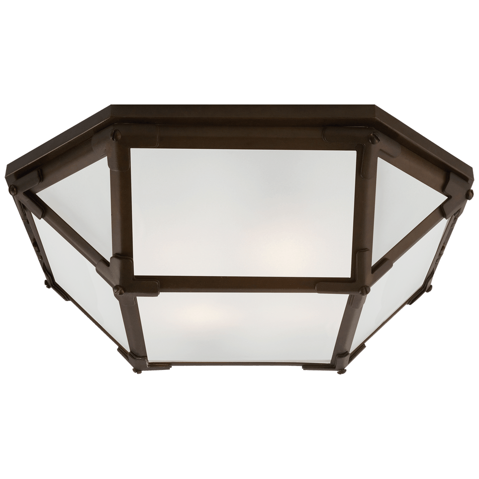 Morris Flush Mount in Antique Zinc with Frosted Glass