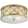 Montpelier Large Flush Mount in Hand-Rubbed Antique Brass with Frosted Glass