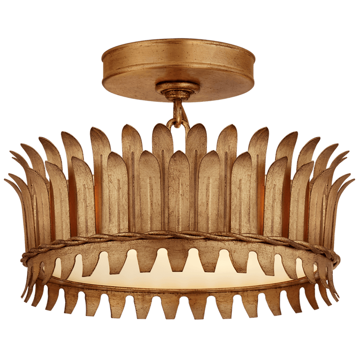 Leslie 12" Semi-Flush in Gilded Iron with Frosted Glass