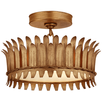 Leslie 12" Semi-Flush in Gilded Iron with Frosted Glass