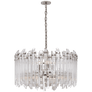 Adele Large Wide Drum Chandelier in Polished Nickel with Clear Acrylic