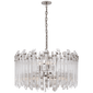 Adele Large Wide Drum Chandelier in Polished Nickel with Clear Acrylic