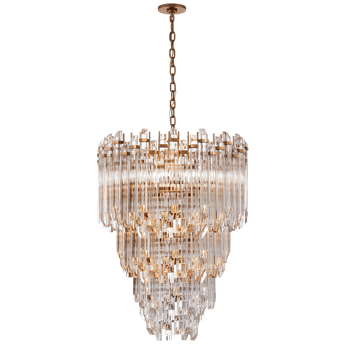 Adele Three-Tier Waterfall Chandelier in Hand-Rubbed Antique Brass with Clear Acrylic