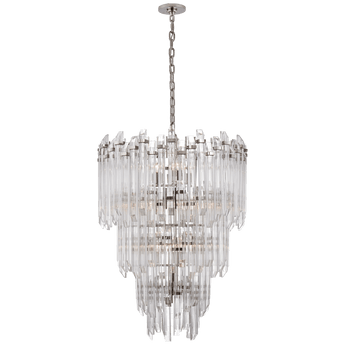 Adele Three-Tier Waterfall Chandelier in Polished Nickel with Clear Acrylic