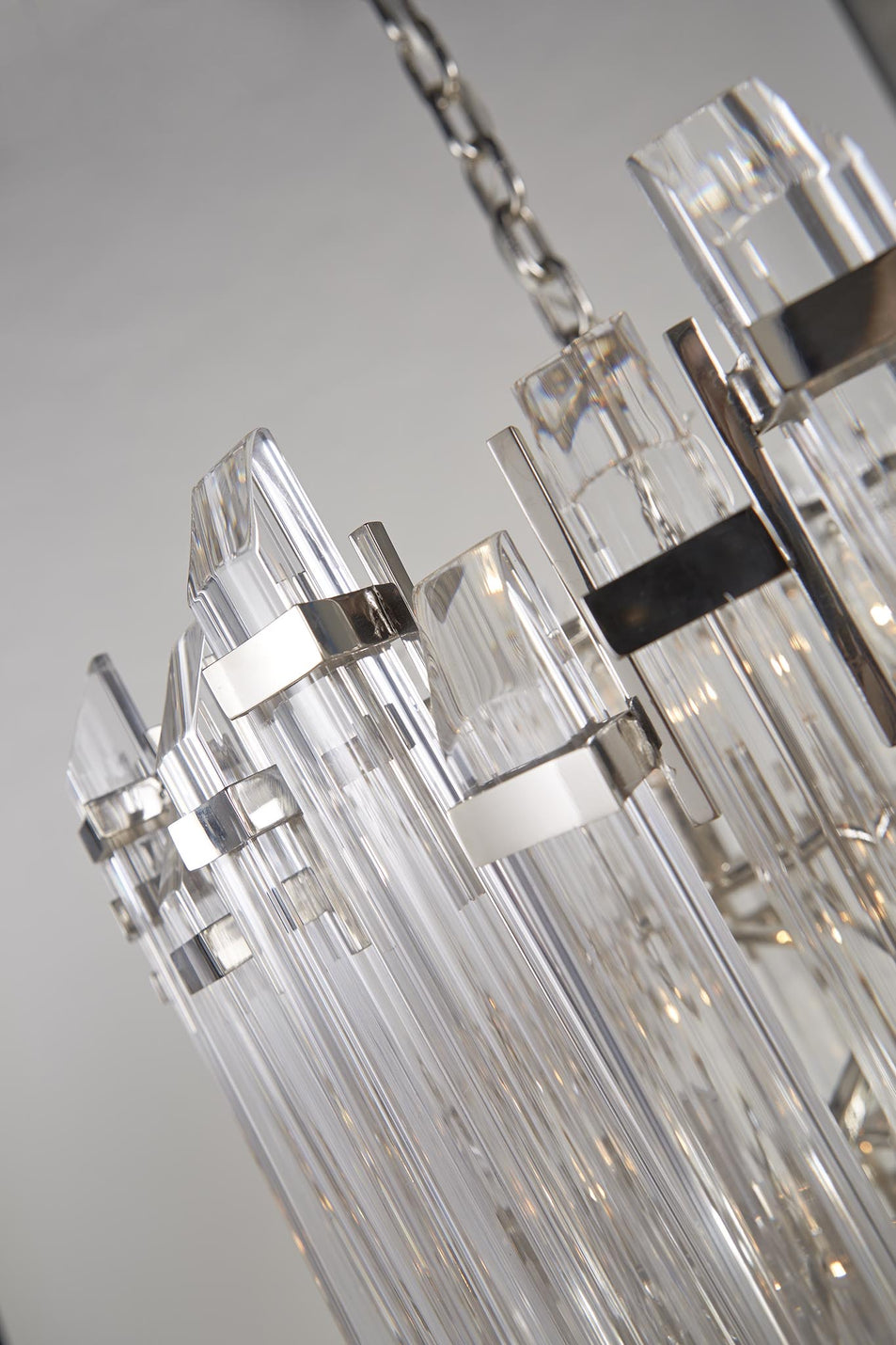 Adele Three-Tier Waterfall Chandelier in Polished Nickel with Clear Acrylic