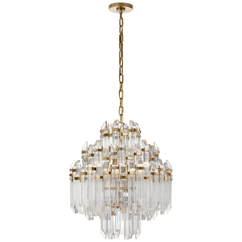 Adele Four Tier Waterfall Chandelier in Hand-Rubbed Antique Brass with Clear Acrylic