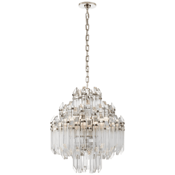 Adele Four Tier Waterfall Chandelier in Polished Nickel with Clear Acrylic