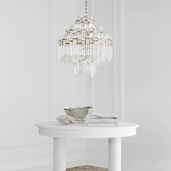 Adele Four Tier Waterfall Chandelier, a premium Chandelier light by Visual Comfort. Close - up image of its design.