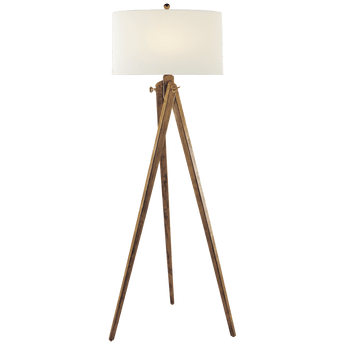 Tripod Floor Lamp in French Wax with Linen Shade