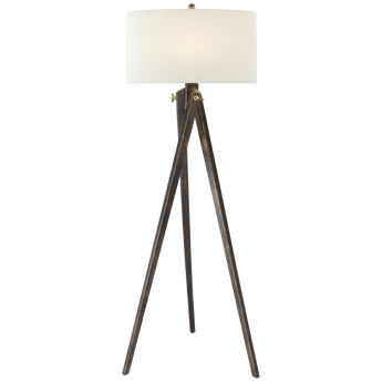 Tripod Floor Lamp in Tudor Brown with Linen Shade