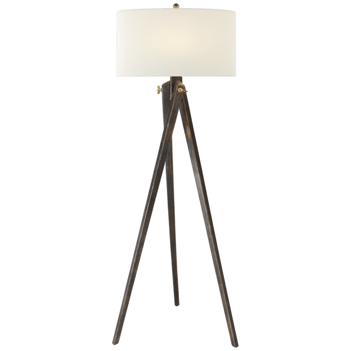 Tripod Floor Lamp in Tudor Brown with Linen Shade