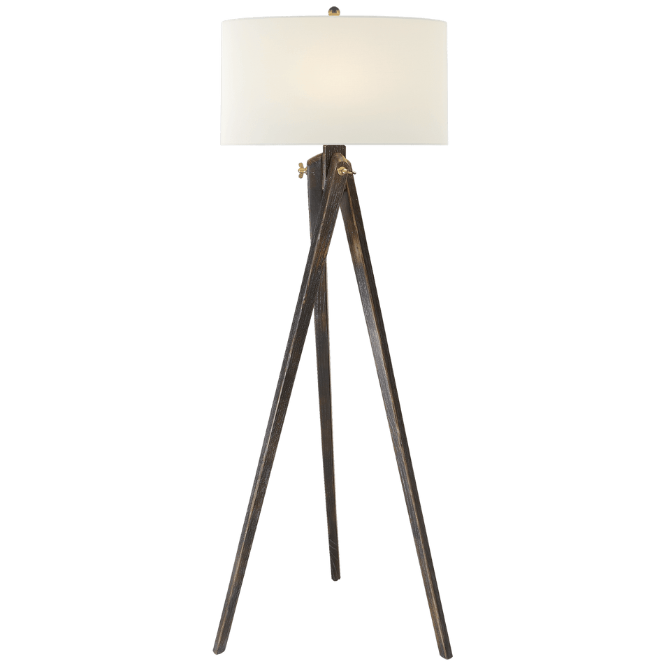 Tripod Floor Lamp in Tudor Brown with Linen Shade
