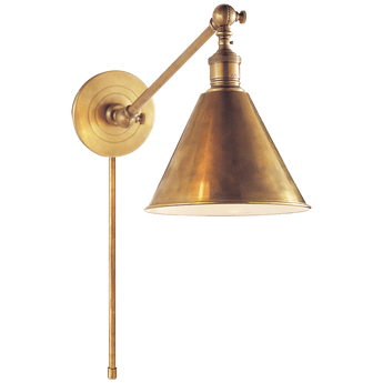 Boston Functional Single Arm Library Light in Hand-Rubbed Antique Brass