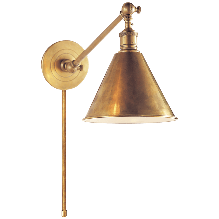 Boston Functional Single Arm Library Light in Hand-Rubbed Antique Brass