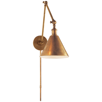 Boston Functional Double Arm Library Light in Hand-Rubbed Antique Brass