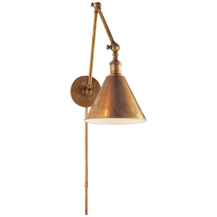 Boston Functional Double Arm Library Light in Hand-Rubbed Antique Brass