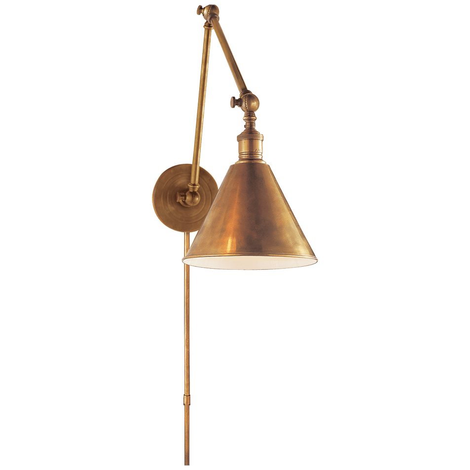 Boston Functional Double Arm Library Light in Hand-Rubbed Antique Brass