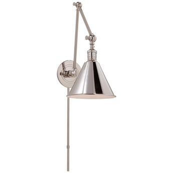 Boston Functional Double Arm Library Light in Polished Nickel